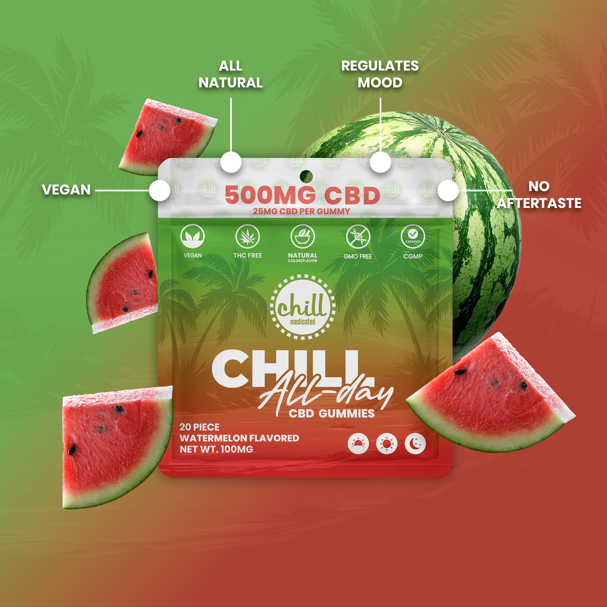 Watermelon CBD Gummies | 500mg | All-Day Hover