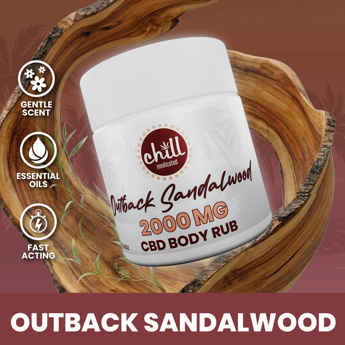 Outback Sandalwood CBD Body Rub | 2000mg