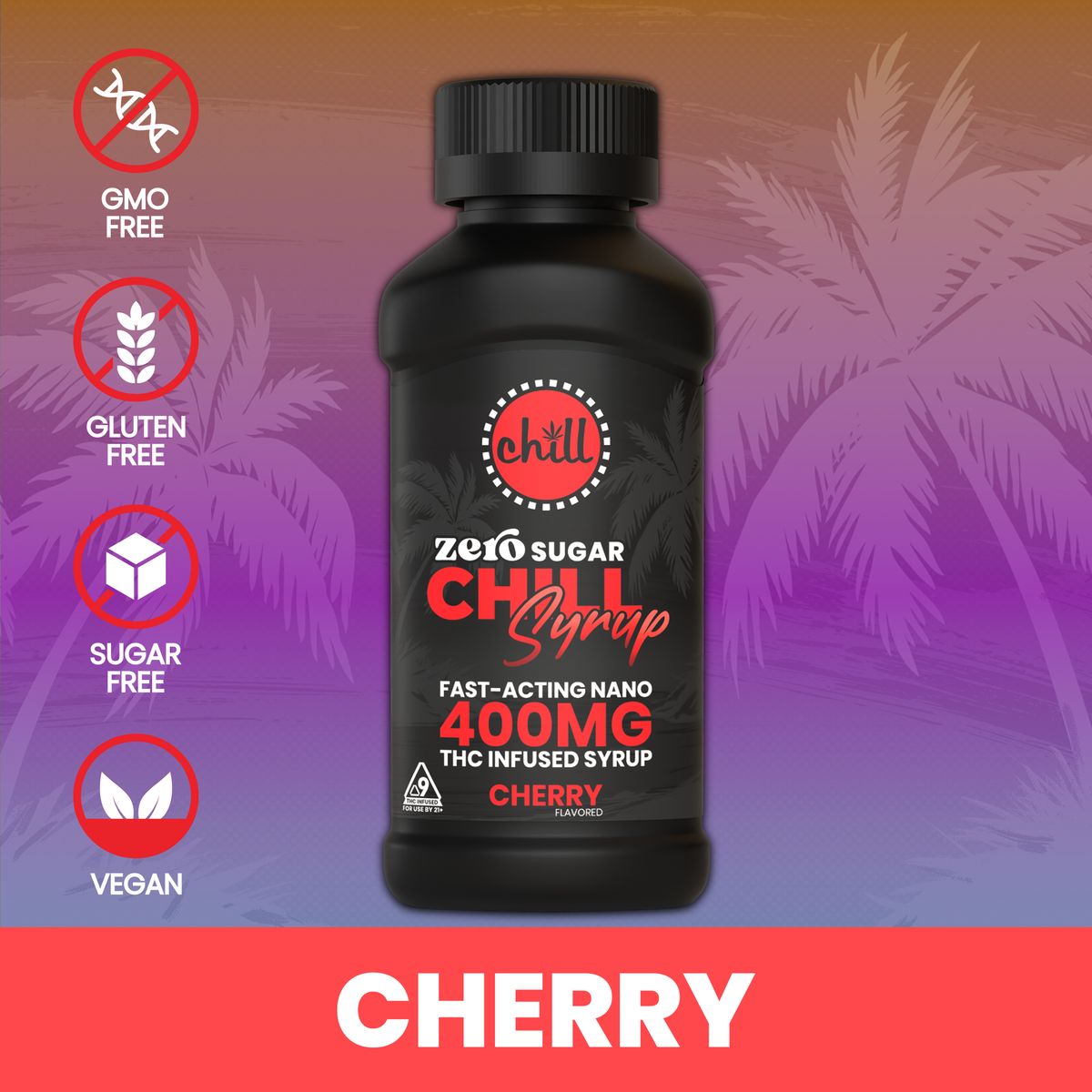 Zero Sugar Cherry Delta 9 THC Syrup | 400mg
