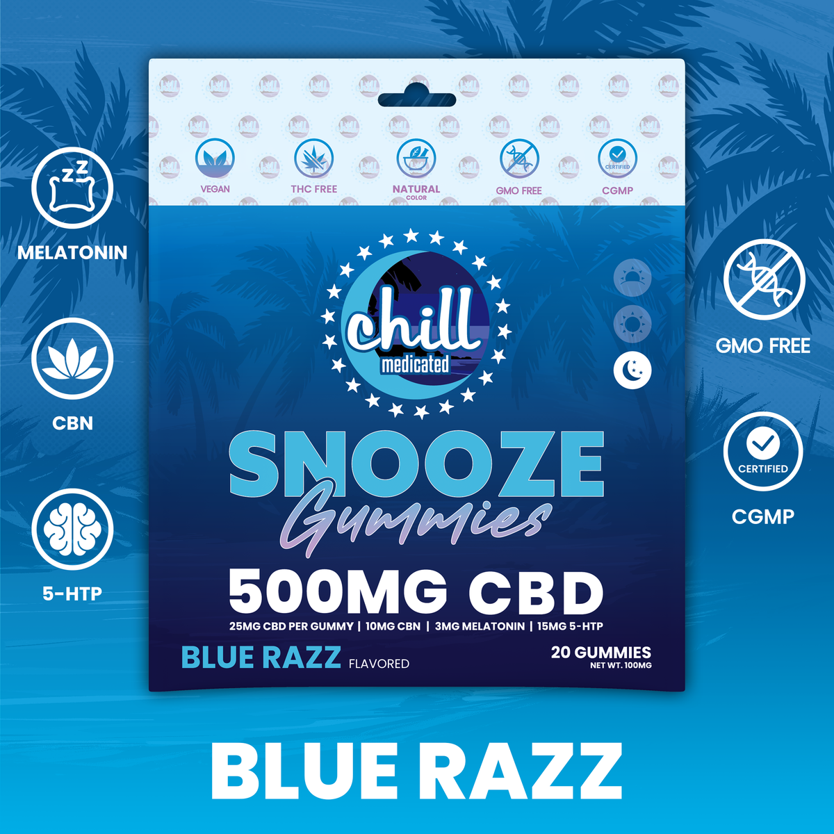 Blue Razz Gummies | 700mg CBD+CBN | Evening