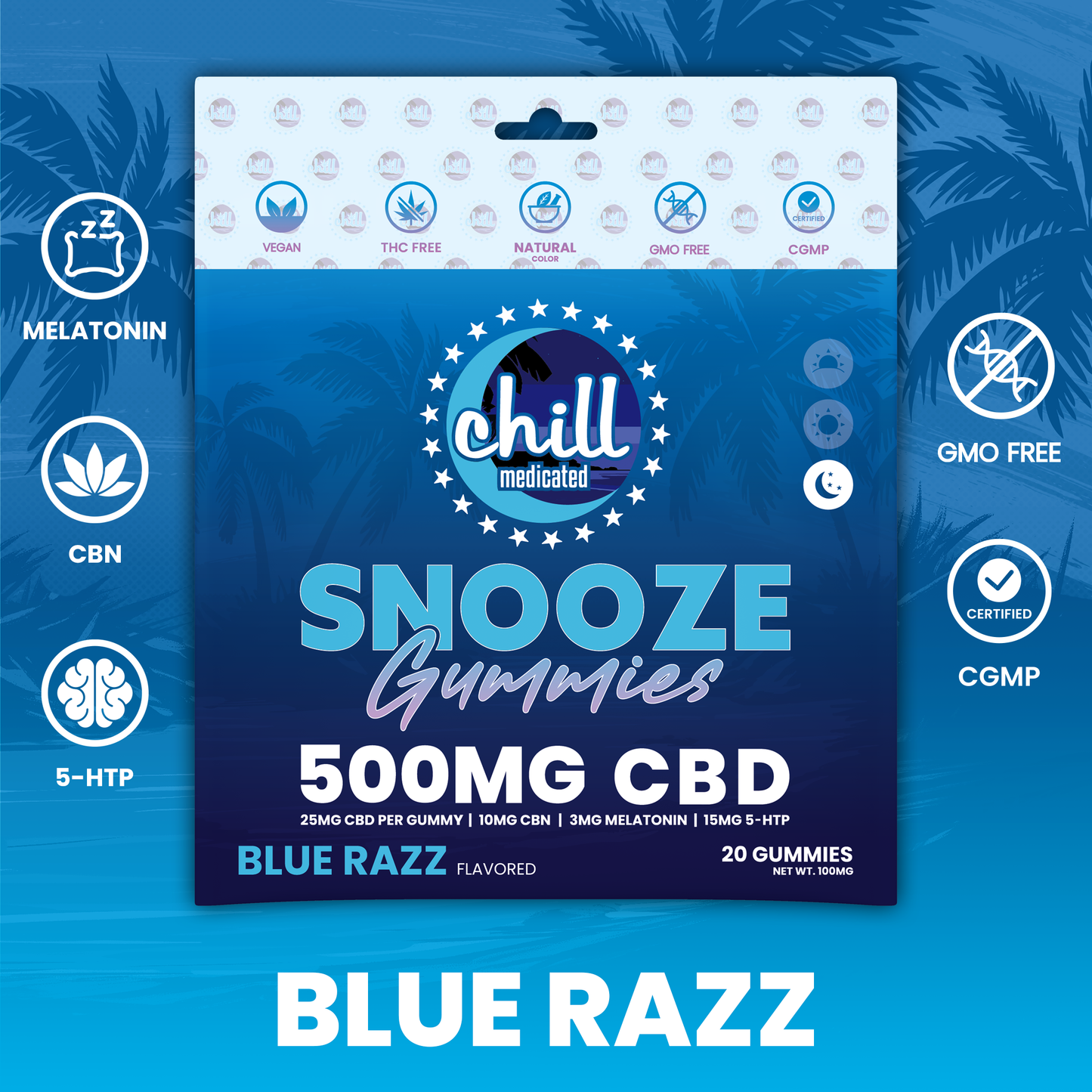 Blue Razz Gummies | 700mg CBD+CBN | Evening