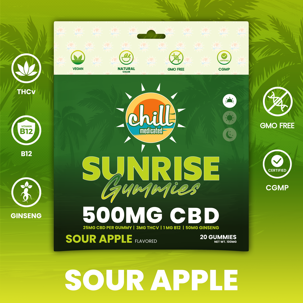 Green Apple Gummies | 500mg CBD | Morning