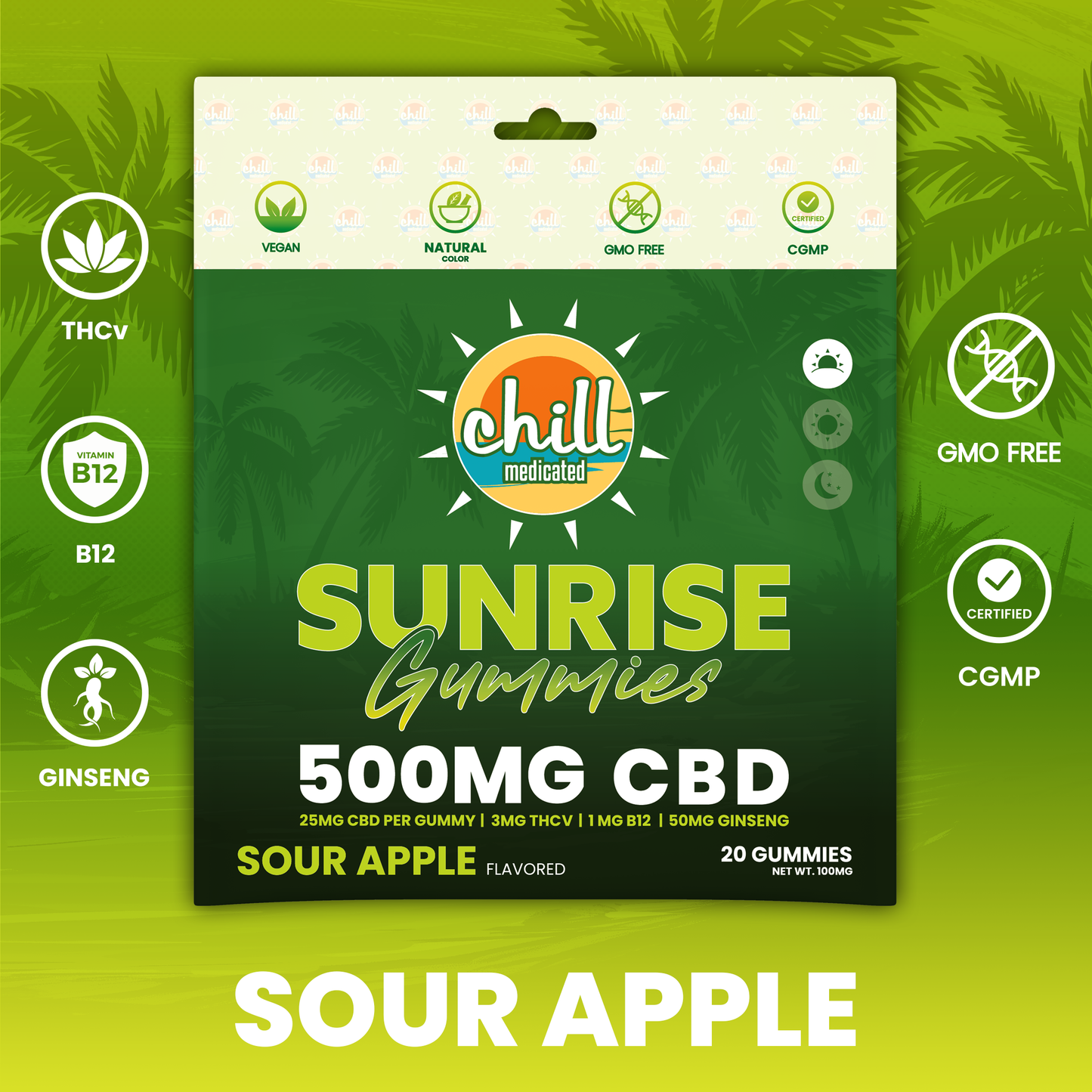 Green Apple Gummies | 500mg CBD | Morning