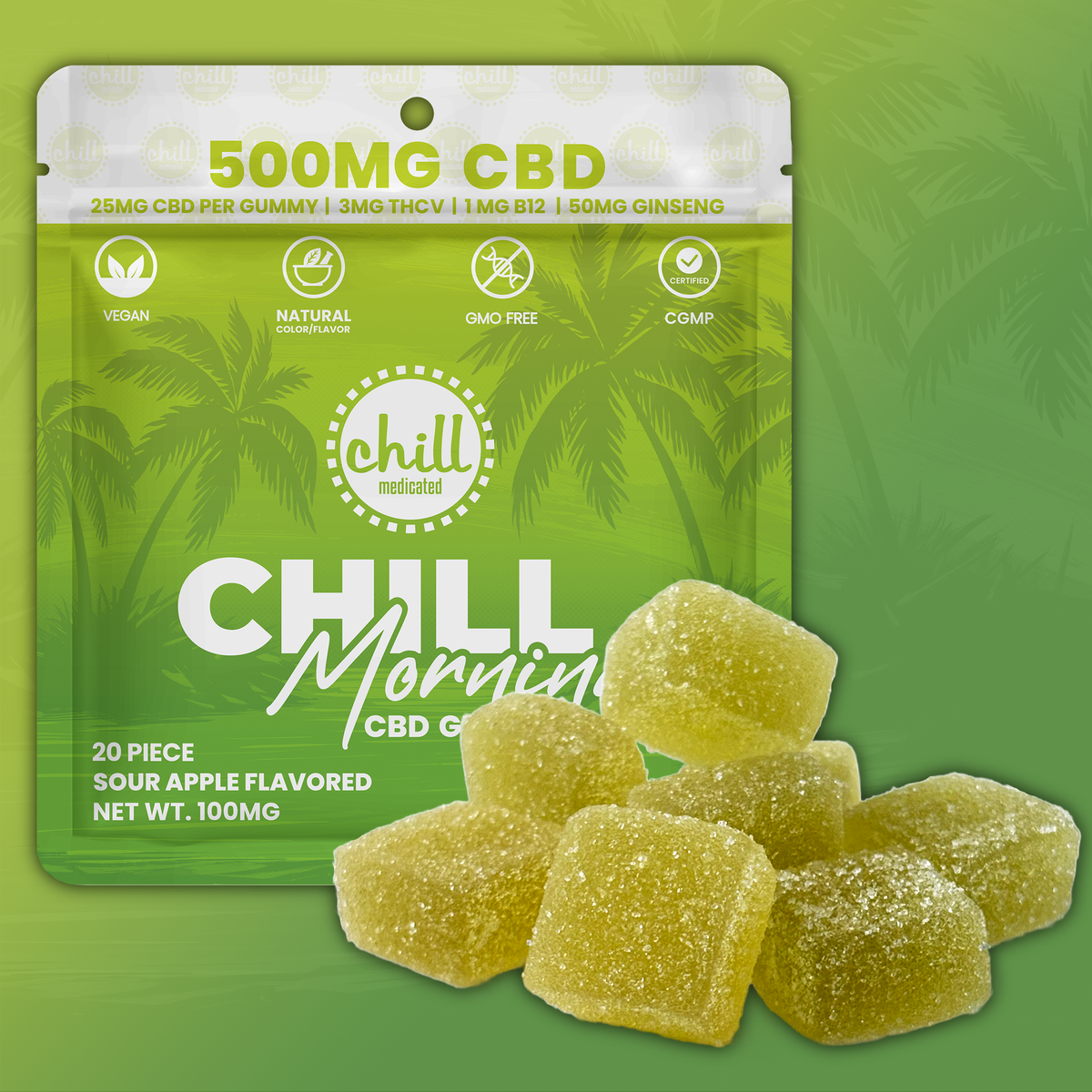 Green Apple Gummies | 500mg CBD | Morning Hover