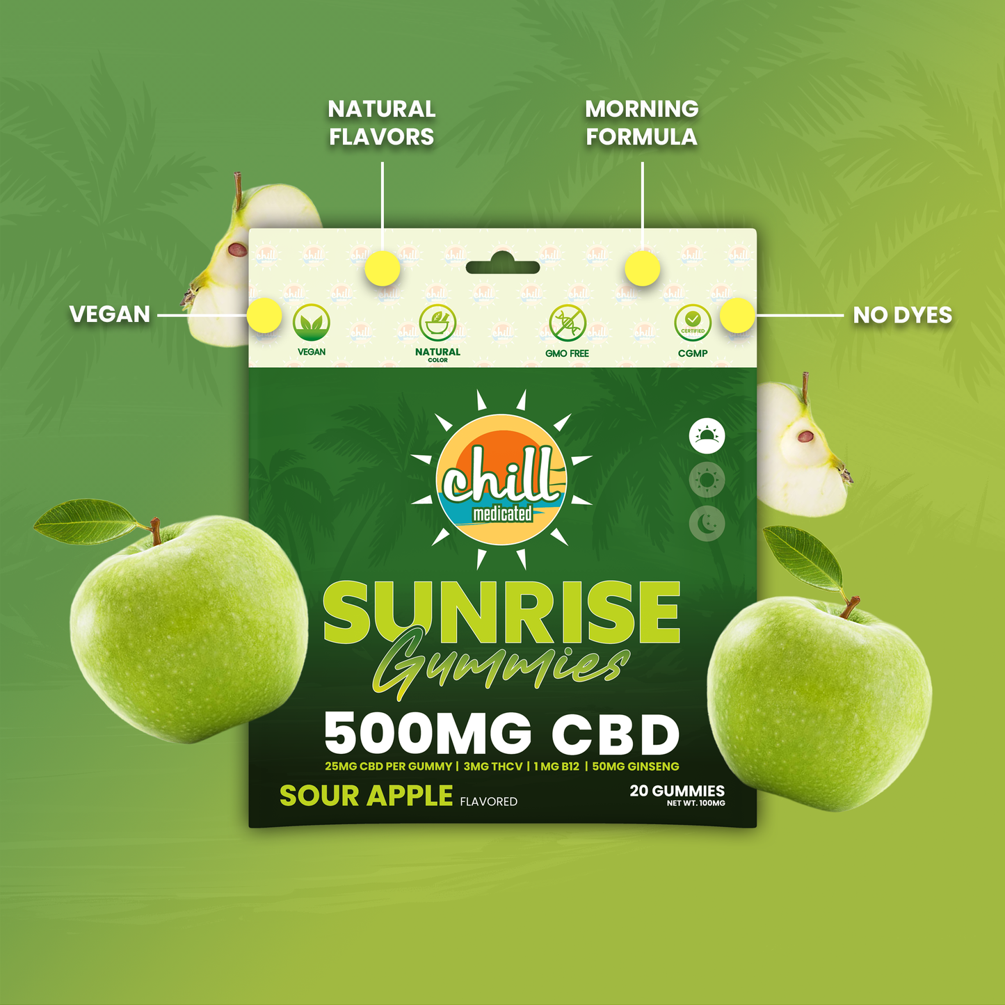 Green Apple Gummies | 500mg CBD | Morning