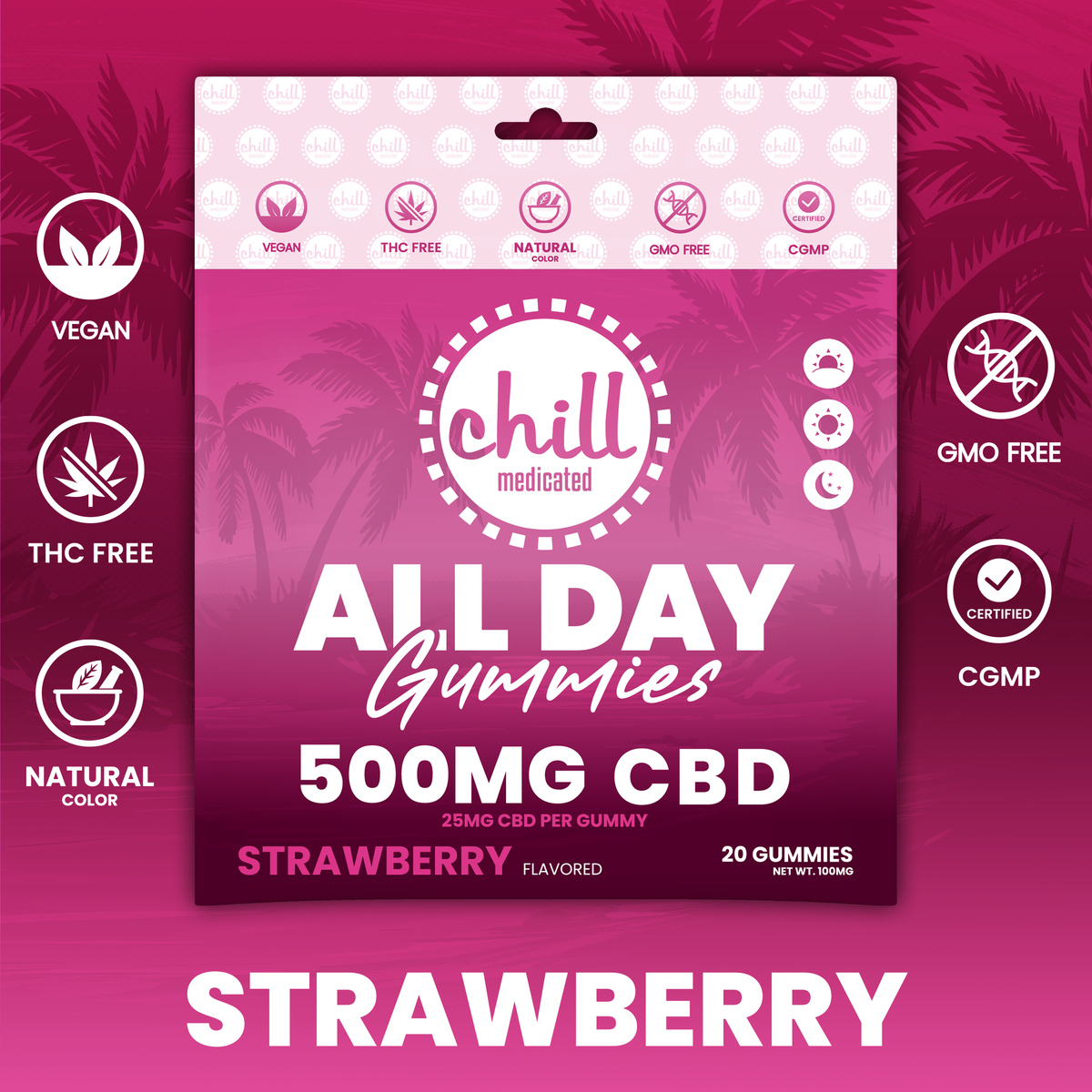 Strawberry CBD Gummies | 500mg | All-Day