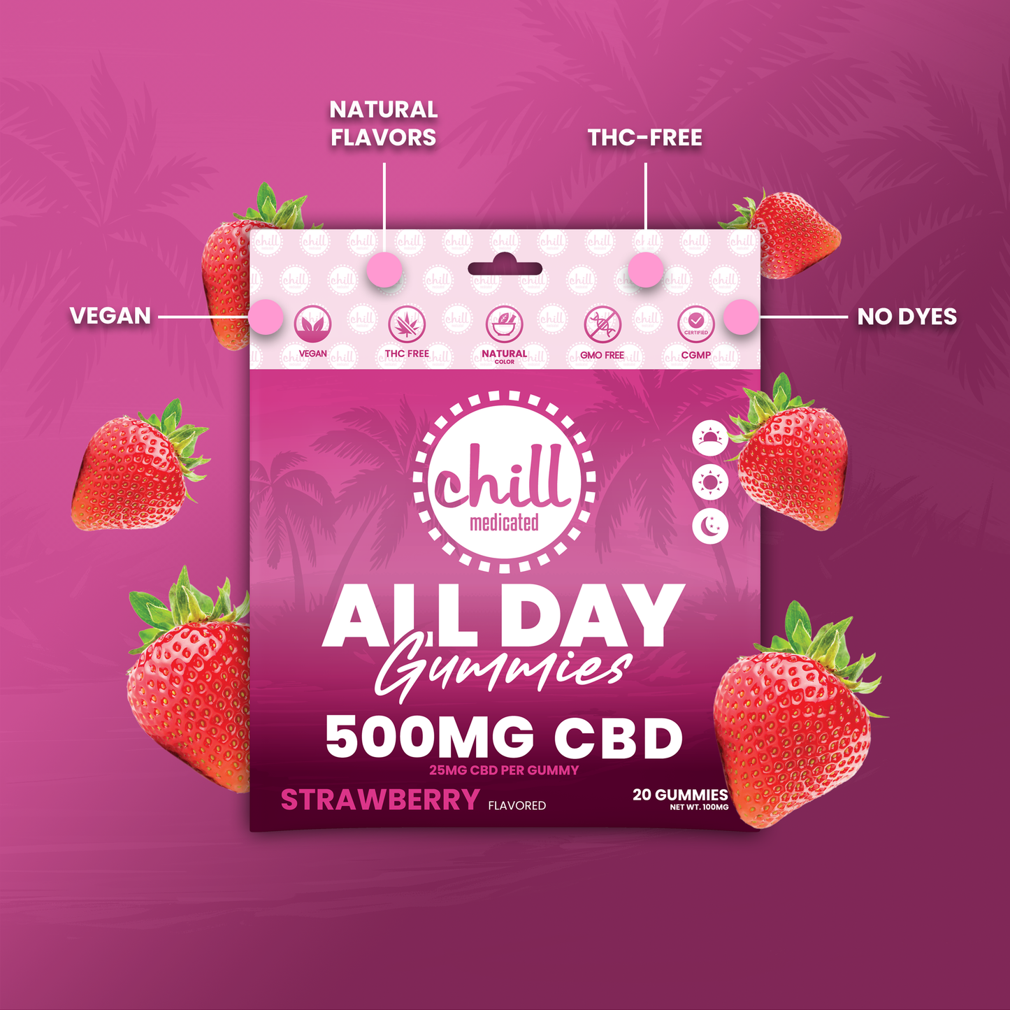 Strawberry CBD Gummies | 500mg | All-Day