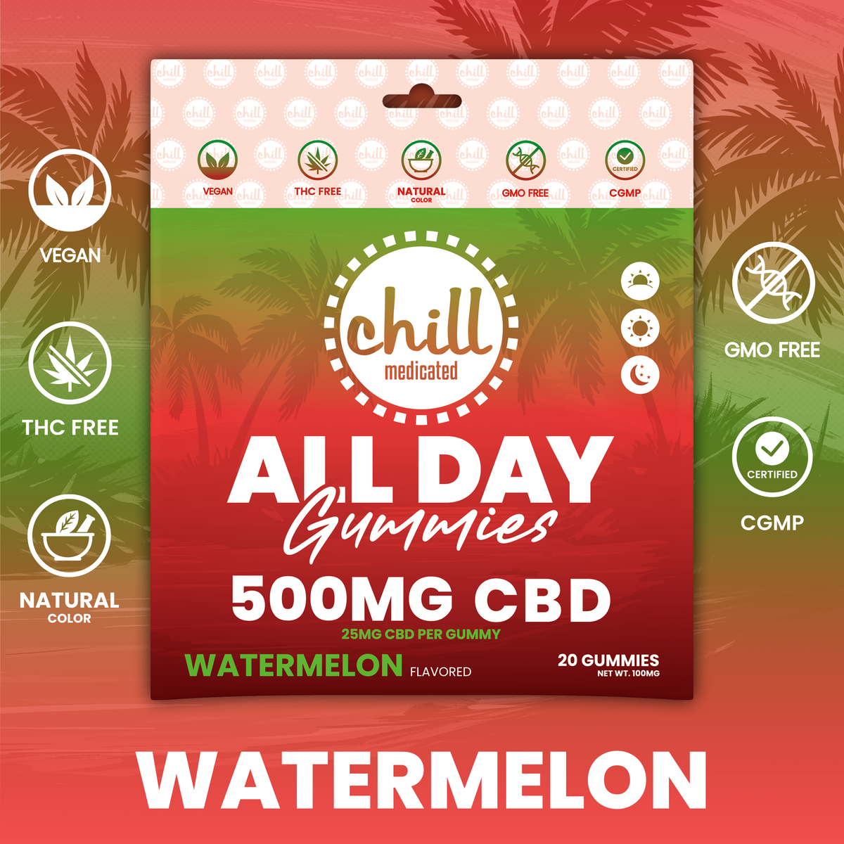 Watermelon CBD Gummies | 500mg | All-Day