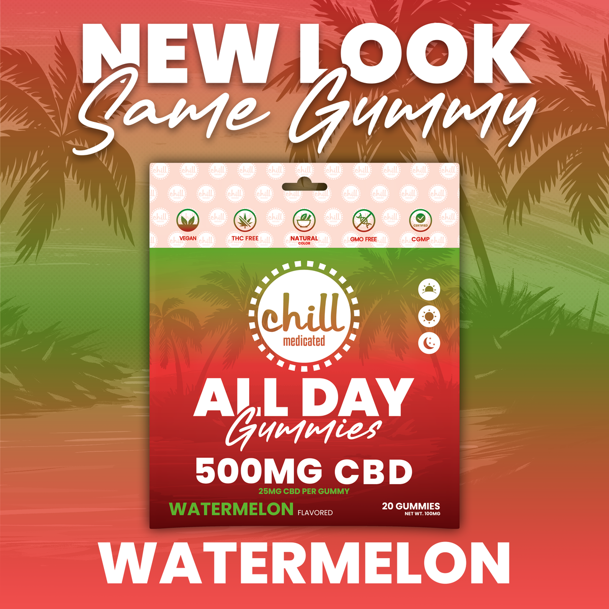 Watermelon CBD Gummies | 500mg | All-Day