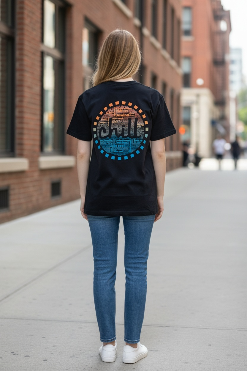 Just Chill T-shirt - Black - Female model back