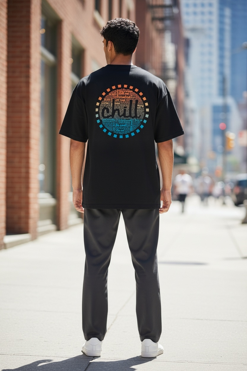 Just Chill T-shirt - Black - Male model back V2