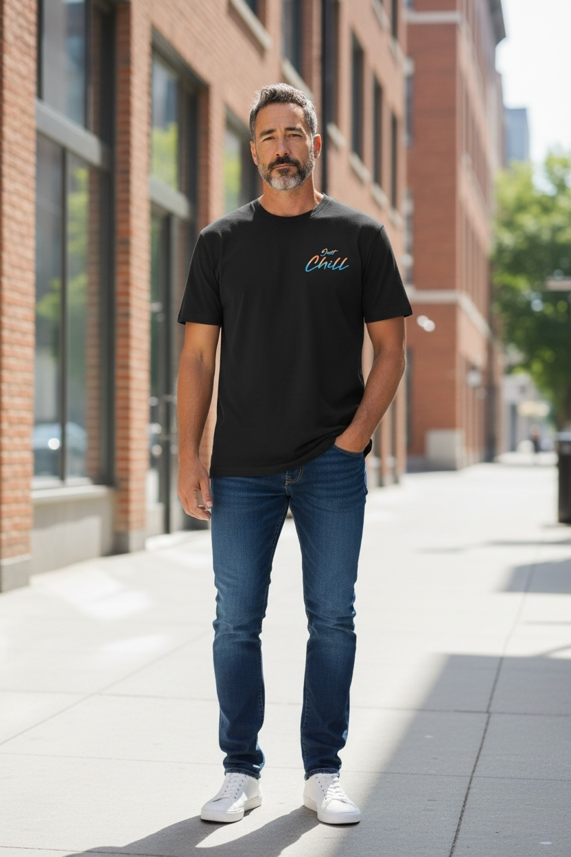 Just Chill T-shirt - Black - Male model front V2