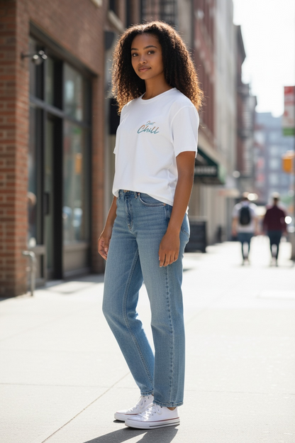 Just Chill T-shirt - Bone - Female model front