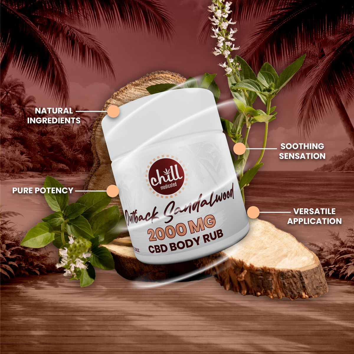 Outback Sandalwood CBD Body Rub | 2000mg Hover