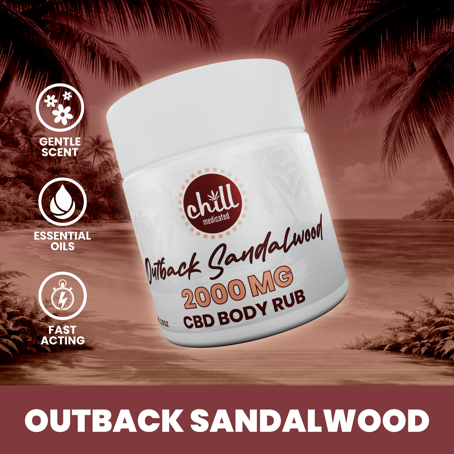 Outback Sandalwood CBD Body Rub | 2000mg